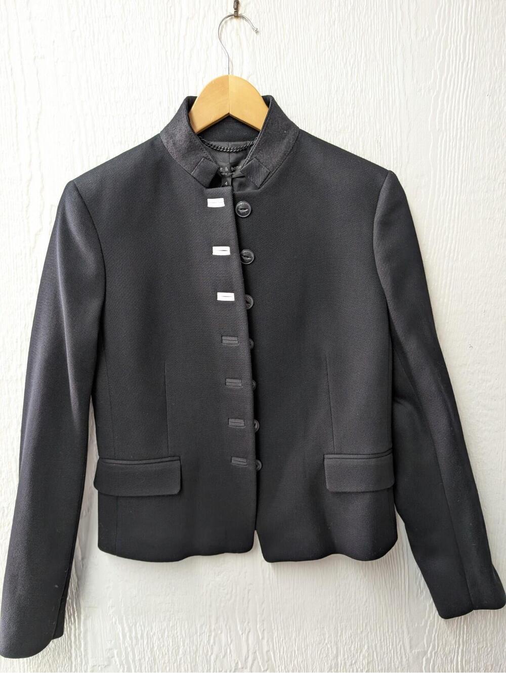 NWT $595 Rag & Bone REI Military Black Blazer Women's Size 4